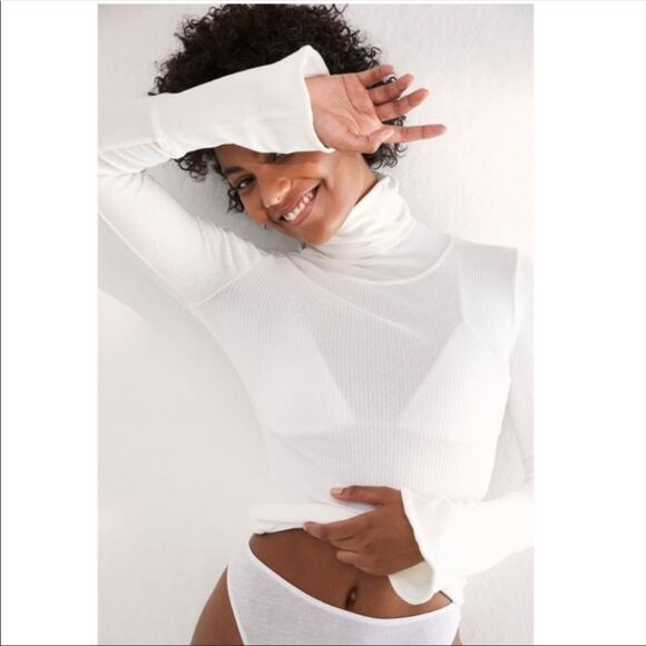 Free People Sydney Layering Top white bell sleeve turtleneck small - Picture 2 of 10